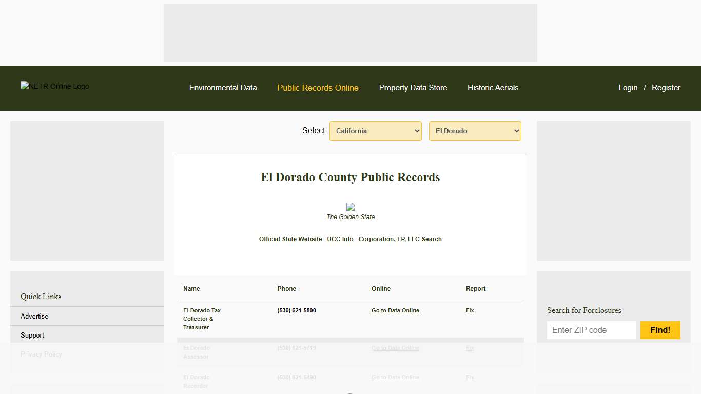 NETR Online • El Dorado • El Dorado Public Records, Search El Dorado Records, El Dorado Property Tax, California Property Search, California Assessor